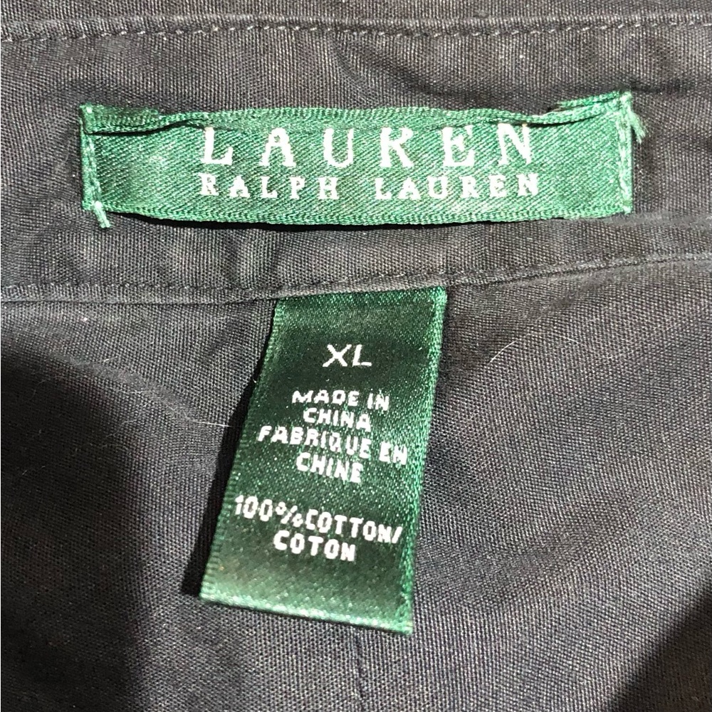 Ralph Lauren Black Ruffle-Front Dress Shirt Sz. XL - Picture 3 of 3